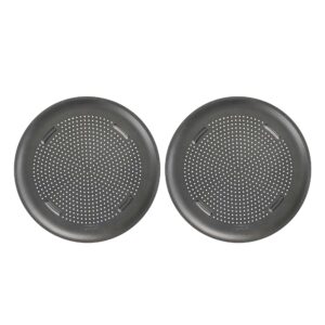 goodcook airperfect nonstick 16” pizza pan - set of 2 - pizza trays for oven, perforated round pizza pan, carbon steel baking pan, homemade, frozen & leftover slices