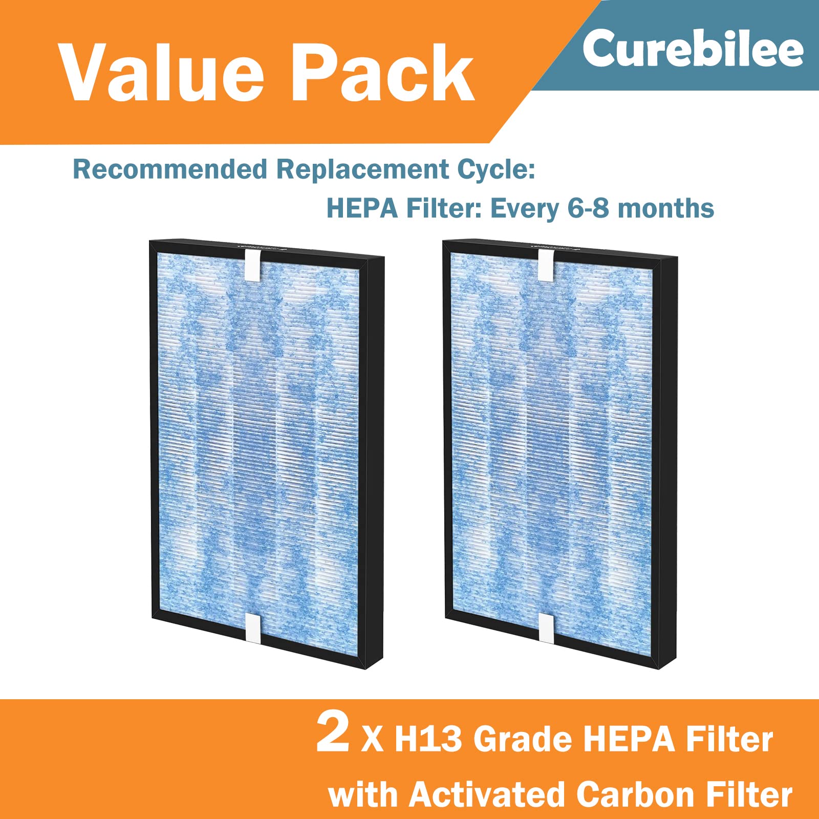 MSA3 True HEPA Filter Replacement Compatible with MSA3/MSA3S Membrane Solutions 3-in-1 Air Cleaner Purifier, 2 Pack