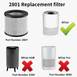 FMDZFL 2801 Air Filter Replacement Bundle Compatible with Bissell MyAir Personal Purifier Models # 2780A, 2780P, 2780B, 27809, 3329 (Pack of 4)