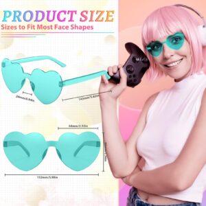 RTBOFY 12 Pack Blue Heart Sunglasses for Women Party Favor Heart Shaped Sunglasses with Transparent Candy Color