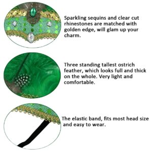 Gionforsy Carnival Headpieces for Women Show Girl Feather Headdress Mardi Gras Accessories 1920s Flapper Headband