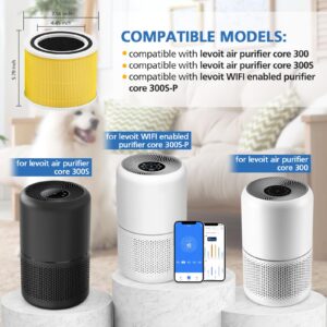 Core 300 Replacement Filt-er Compatible with LEVOIT Core 300 Core 300S-P Air Purifi-er, 3 in 1 True HEPA Pet Care Core 300-RF-PA Filt-er Replacement (2 Pack)