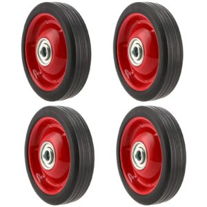 pingeui 4 pcs 5 x 1.2 inch solid rubber tire, flat free solid rubber wheels, hand truck replacement wheels, 1/2-inch axle hole, 110 lbs max load-bearing capacity