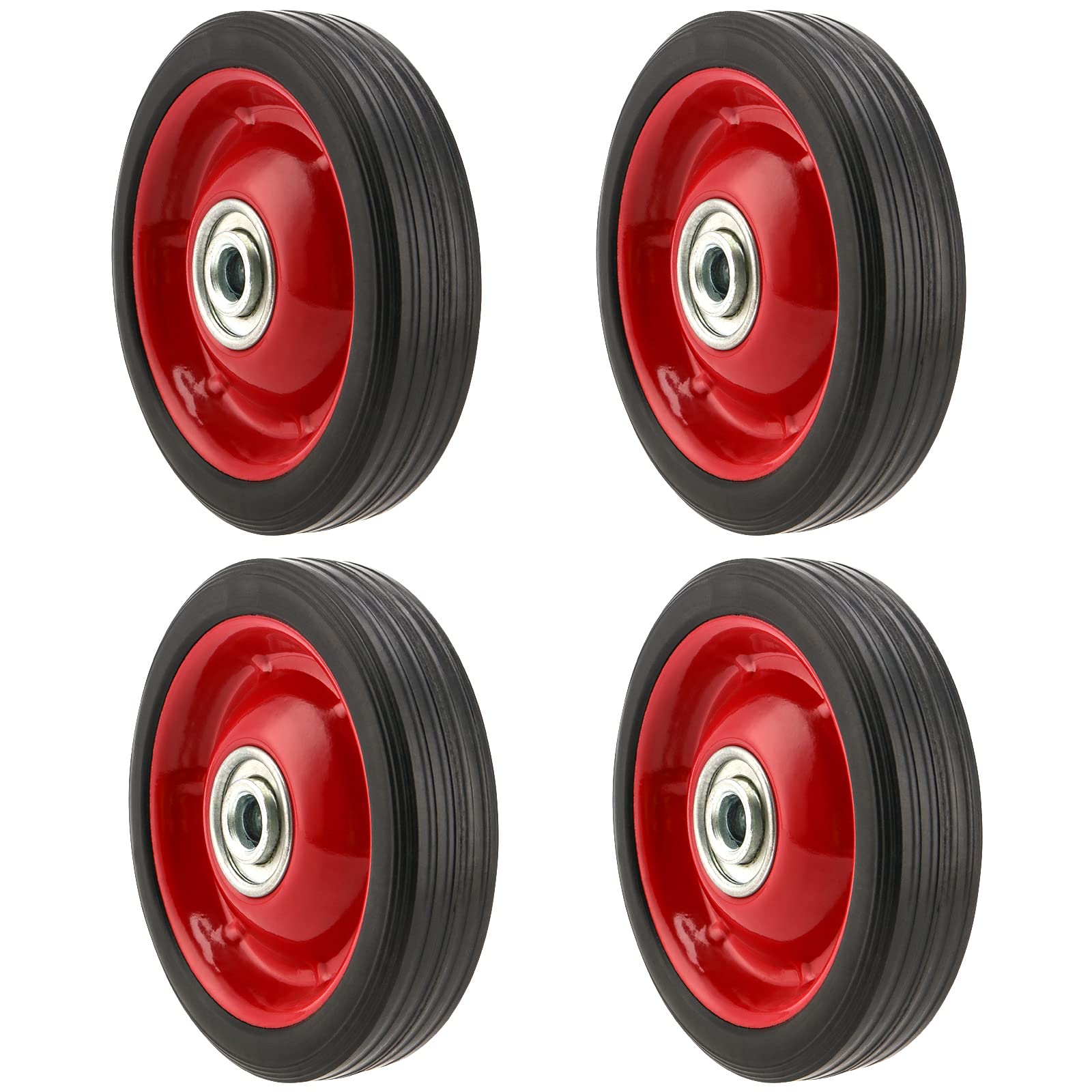 PINGEUI 4 PCS 5 x 1.2 Inch Solid Rubber Tire, Flat Free Solid Rubber Wheels, Hand Truck Replacement Wheels, 1/2-Inch Axle Hole, 110 lbs Max Load-Bearing Capacity