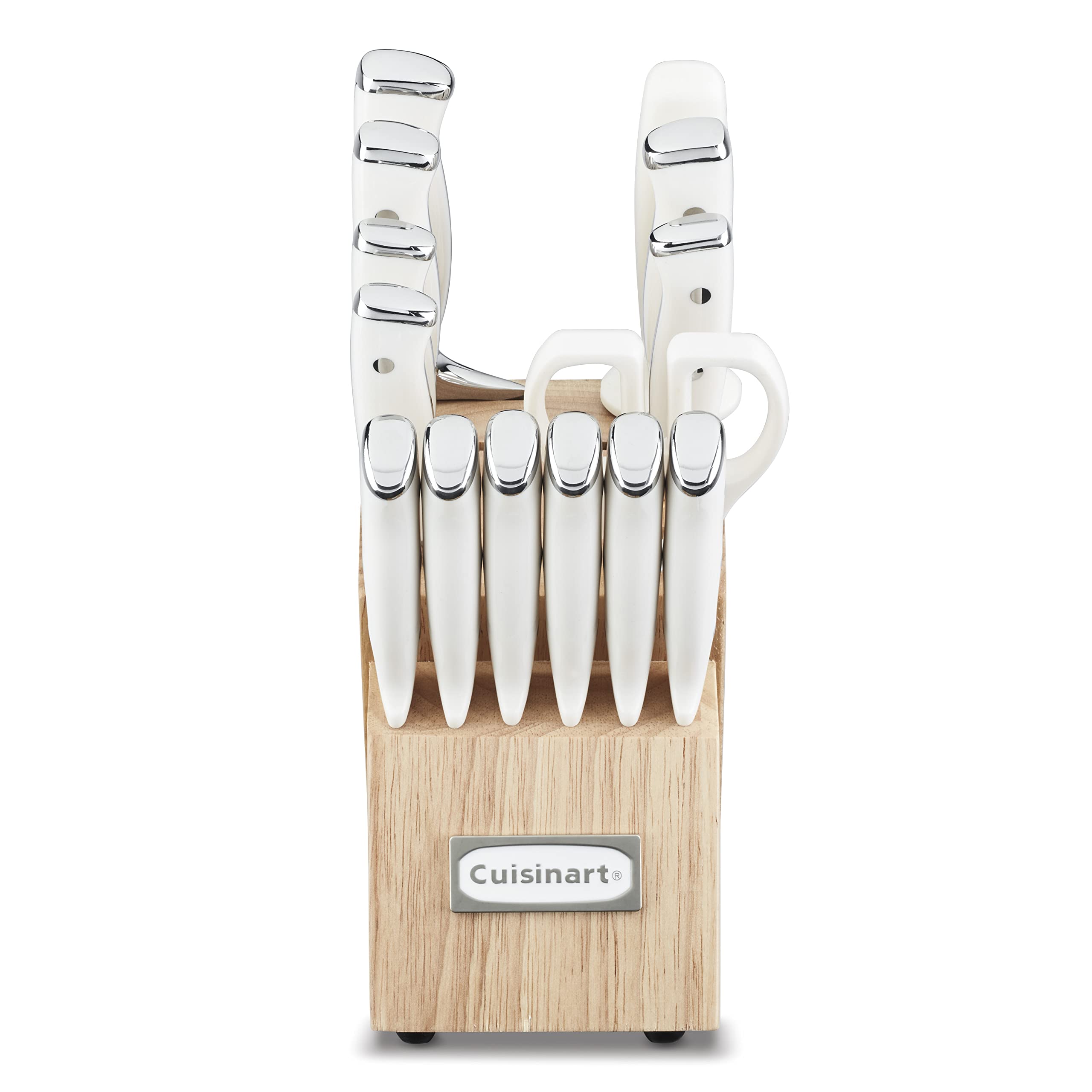 Cuisinart 15-Piece Knife Set with Block, High Carbon Stainless Steel, Forged Triple Rivet, Natural C77CTR-15P