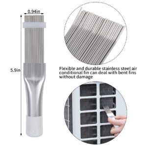 Heliltd 5 Pcs Air Conditioner Fin Cleaner Set 3 Fin Combs Condensers Fin Straighteners and 2 Condenser Brushes Condenser Repair Clean Set