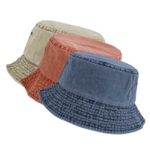 kozinu washed cotton bucket hats packable summer outdoor cap travel beach sun hat plain colors for men women