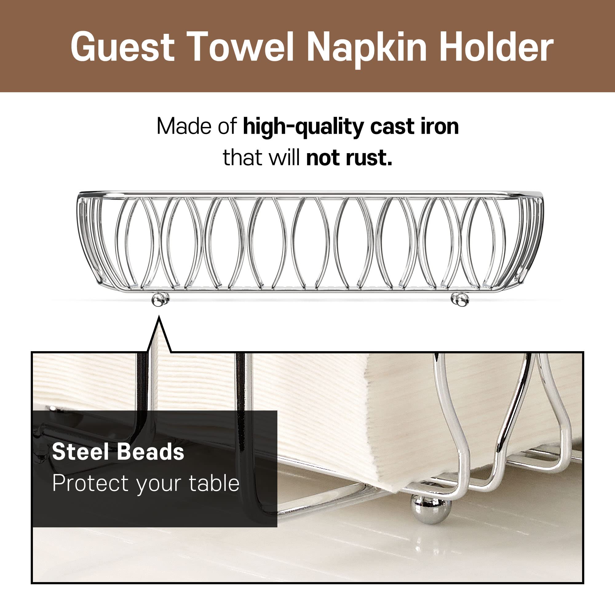 LEVIMETREE Silver Napkin Holder Tray for Bathroom - Paper Towel Holder for Bathroom, Disposable Hand Towels Holder, Napkin Holders for Paper Napkins, Guest Hand Towels Holder Napkin Dispenser