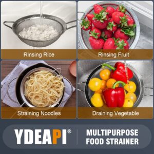 Ydeapi 6.3" Fine Mesh Strainer with Handle, Metal Food Strainers for Kitchen, Sieve Fine Mesh Stainless Steel for Rice, Quinoa, Pasta, Noodles