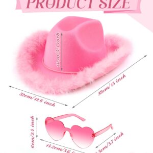 20 Pieces Cowboy Cowgirl Hats Pink Heart Shaped Sunglasses for Women Western Party Wedding Party