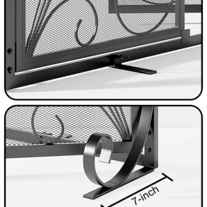 Fire Beauty Fireplace Screen with Doors, Handcrafted Solid Steel, Heavy Duty Metal Mesh, Powder Coat Finish, Spark Guard