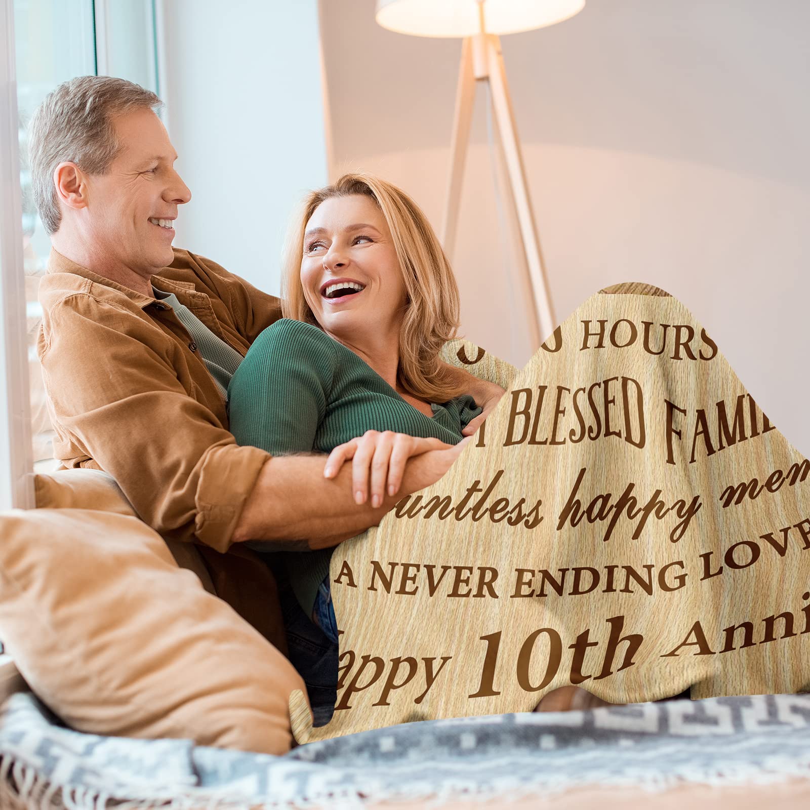 10th Anniversary Tin Gifts Blanket, 10 Year Anniversary Wedding Gifts for Him Her Couples,10th Anniversary Wedding Gifts, Gifts for 10th Anniversary,10 Year Anniversary Decorations Blanket 60"X 50"