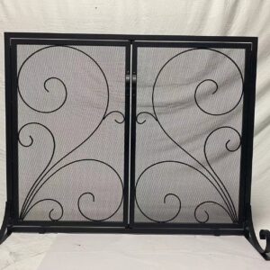 Fire Beauty Fireplace Screen with Doors, Handcrafted Solid Steel, Heavy Duty Metal Mesh, Powder Coat Finish, Spark Guard