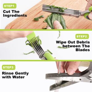 LUVCOSY 3 Packs Herb Scissors Set - 5 Blades Herb Scissors with Herb Stripper, 2 Packs Herb Stripper Tools with Safe Cover, Cool Kitchen Gadgets for Cutting Fresh Garden Herbs