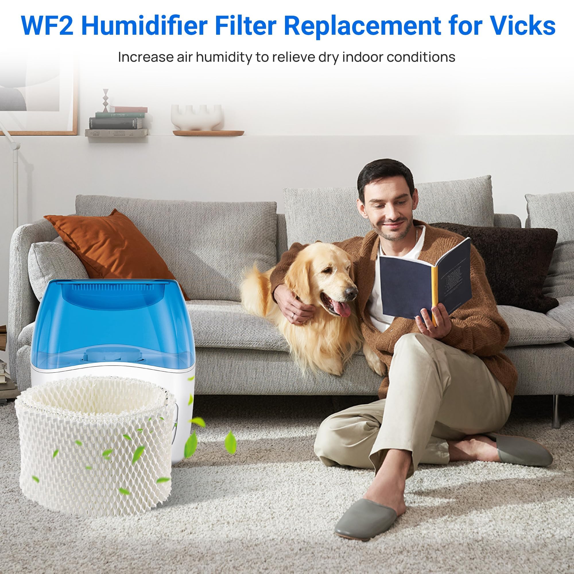 NISHCON WF2 Humidifier Filter Replacement for Vicks V3500 V3100 V3600 V3900 V3700 VEV320 & Kaz 3020 Cool Mist Humidifiers Pack of 4