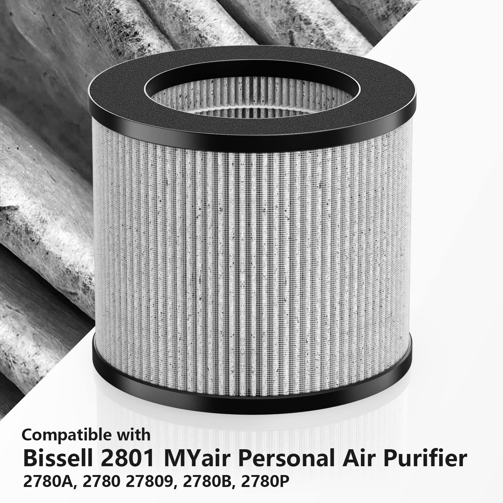 FMDZFL 2801 Air Filter Replacement Bundle Compatible with Bissell MyAir Personal Purifier Models # 2780A, 2780P, 2780B, 27809, 3329 (Pack of 4)