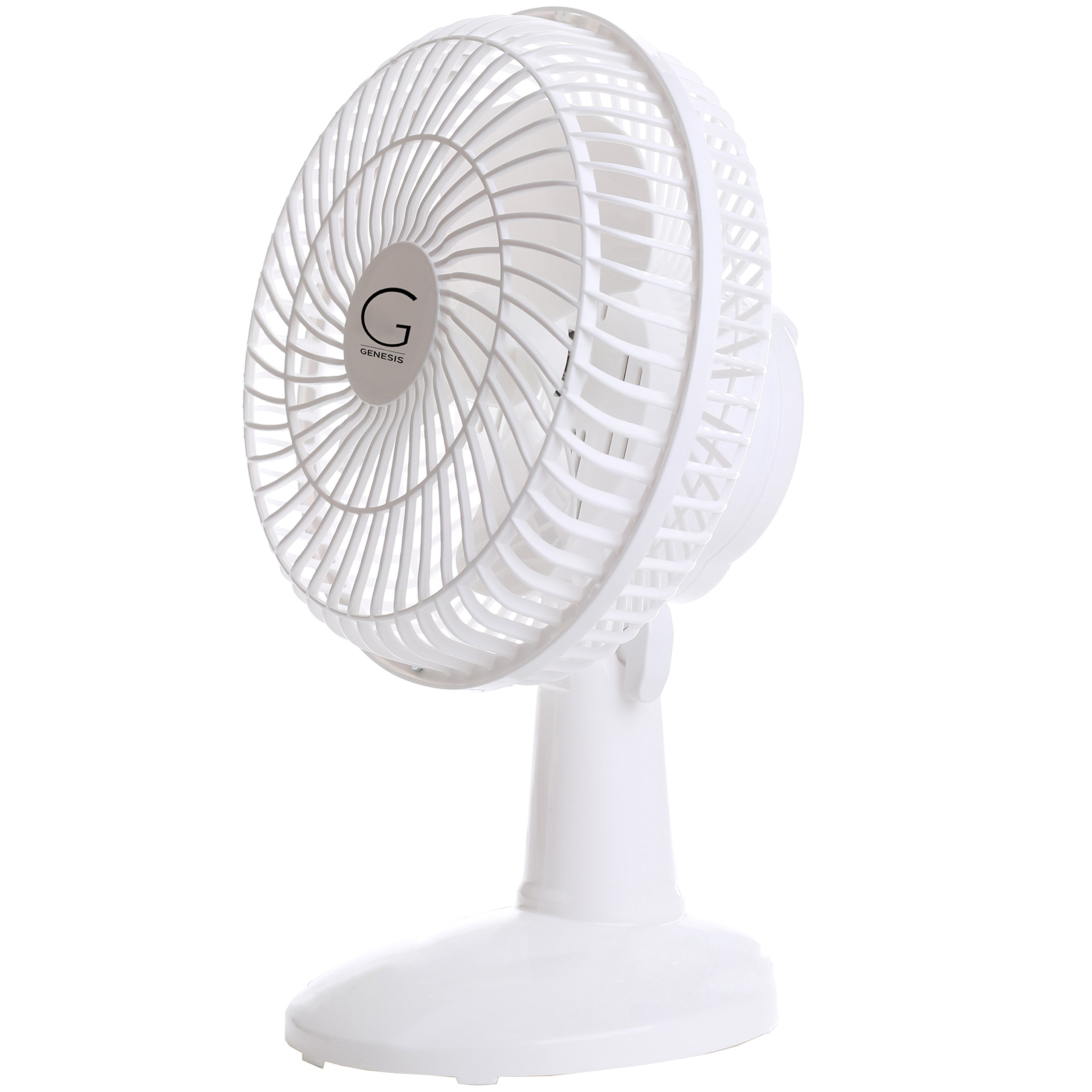 Genesis 6-Inch Clip Convertible Table-Top & Clip Fan Two Quiet Speeds - Ideal For The Home, Office, Dorm, More White