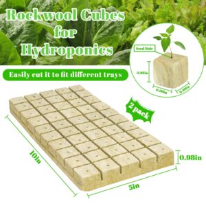 Legigo 1 Inch Rockwool Cubes Seed Starter Grow Cubes for Hydroponics, Rock Wool Planting Cubes Clone Cubes Soilless Cultivation Hydroponics Pods for Garden Plants Germination (2 Sheet, 100 Plugs)