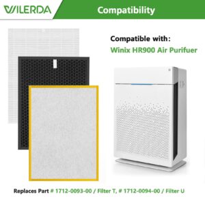 HR900 Replacement Filter Set Compatible with Winix HR900 Ultimate Pet Air Pur-ifier, Replaces Part # 1712-0093-00 / Filter T and 1712-0094-00 / Filter U - 1+1+6 Pack (Upgraded)