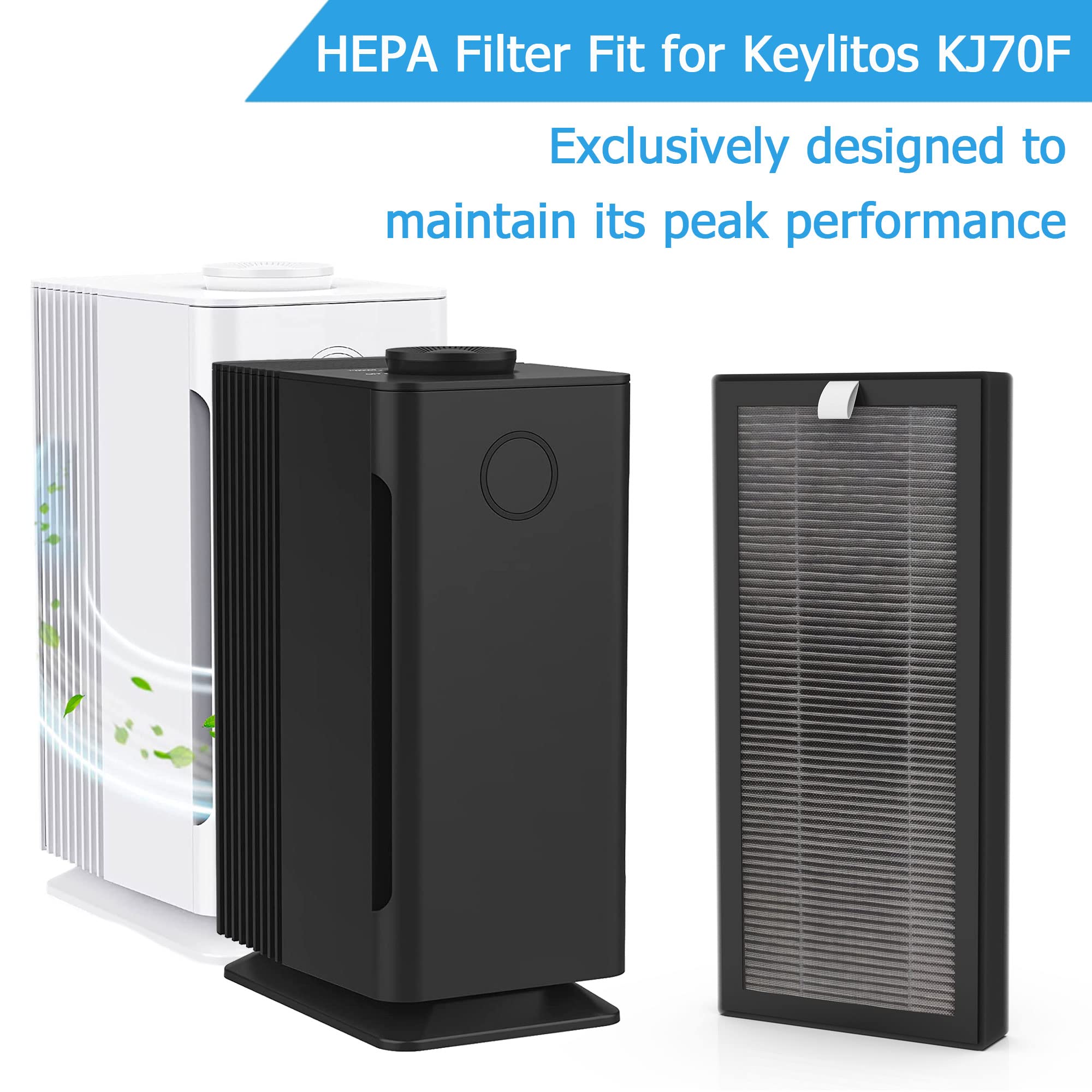 Vegebe KJ70F / KJ70F-117 Replacement Filter, Compatible with Keylitos KJ70F / KJ70F-117 up to 560ft² Air Purifier, 3-in-1 H13 True HEPA, 1 Pack