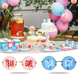 Konohan 8 Pairs Gender Reveal Glasses Blue and Pink Sunglasses Frameless Team Girl and Team Boy Decor for Gender Reveal Party (Round)