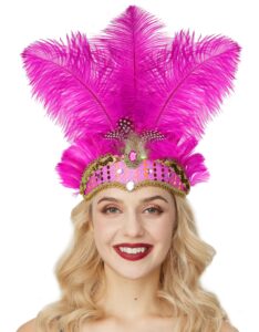 gionforsy carnival headpieces for women show girl feather headdress mardi gras accessories 1920s flapper headband