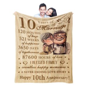 10th anniversary tin gifts blanket, 10 year anniversary wedding gifts for him her couples,10th anniversary wedding gifts, gifts for 10th anniversary,10 year anniversary decorations blanket 60"x 50"