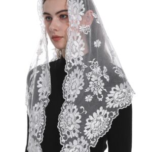 Bozidol Catholic Church Mantilla Religious Orthodox Prayer Veil Chapel Wedding First Communion Veil Iglesia Velos (White)