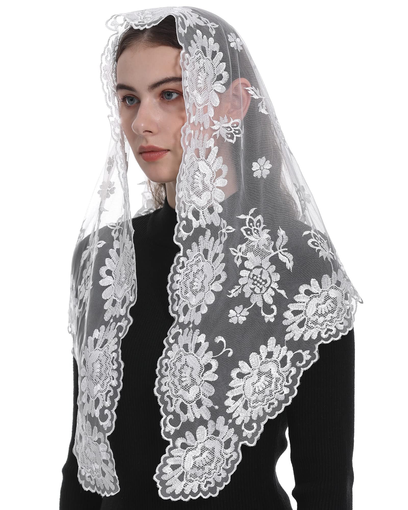 Bozidol Catholic Church Mantilla Religious Orthodox Prayer Veil Chapel Wedding First Communion Veil Iglesia Velos (White)