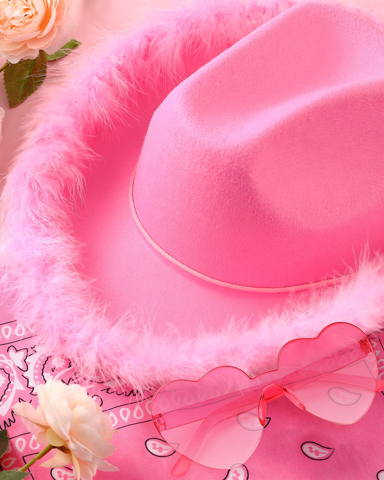 20 Pieces Cowboy Cowgirl Hats Pink Heart Shaped Sunglasses for Women Western Party Wedding Party