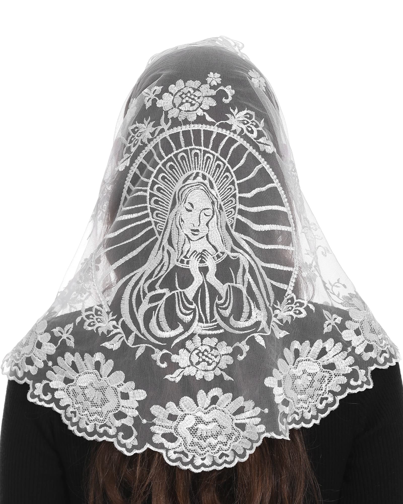 Bozidol Catholic Church Mantilla Religious Orthodox Prayer Veil Chapel Wedding First Communion Veil Iglesia Velos (White)