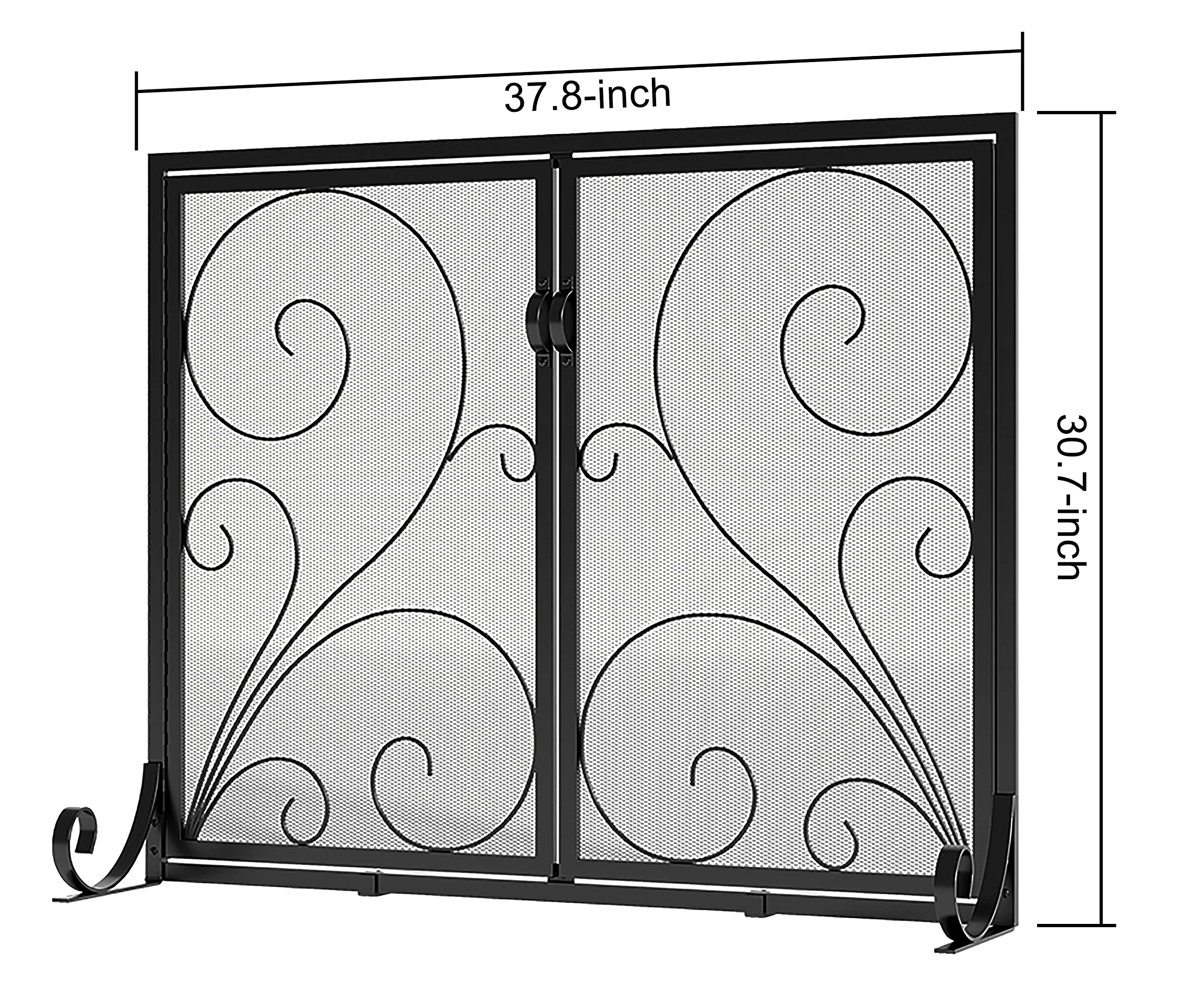 Fire Beauty Fireplace Screen with Doors, Handcrafted Solid Steel, Heavy Duty Metal Mesh, Powder Coat Finish, Spark Guard