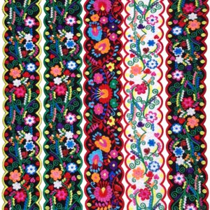 YZXDORWJ Women Embrodiered Mexican Belt for Dress Boho Floral Traditional Fiesta Party Sash（12-102BKR）