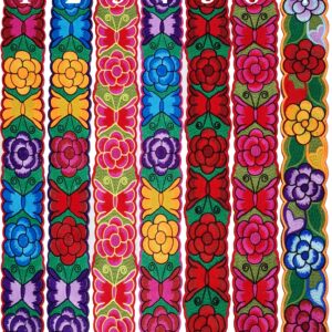 YZXDORWJ Women Embrodiered Mexican Belt for Dress Boho Floral Traditional Fiesta Party Sash（12-102BKR）