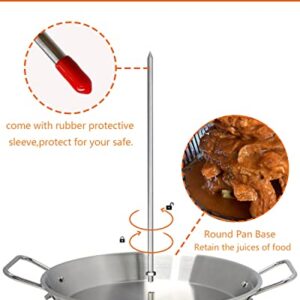 DOLAMOTY BBQ Vertical Skewer Pan Gyro Spit Shawarma Skewer Stand for oven, Al Pastor Skewer for Grill, El Pastor Hack for Tacos Al Pastor Chicken, Brazilian, Stainless Steel, with 8",10" stick