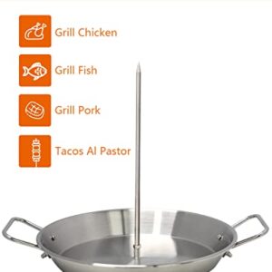 DOLAMOTY BBQ Vertical Skewer Pan Gyro Spit Shawarma Skewer Stand for oven, Al Pastor Skewer for Grill, El Pastor Hack for Tacos Al Pastor Chicken, Brazilian, Stainless Steel, with 8",10" stick