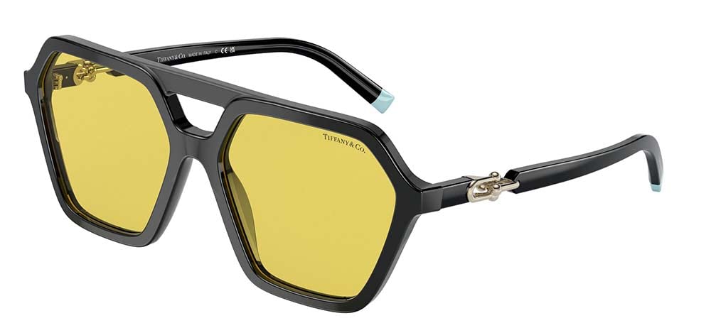 Tiffany & Co. Woman Sunglasses Black Frame, Yellow Lenses, 58MM