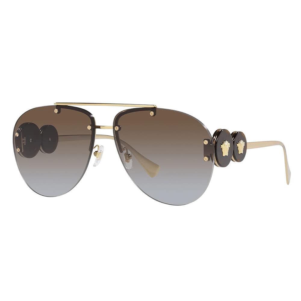 Versace VE 2250 148889 Gold Metal Aviator Sunglasses Brown Gradient Lens