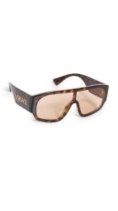 versace ve 4439 108/73 havana plastic shield sunglasses brown lens