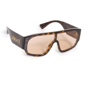 Versace VE 4439 108/73 Havana Plastic Shield Sunglasses Brown Lens