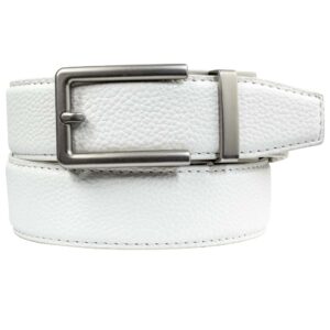 neubelt vegan series belt with ratchet technology, 1 & 3/8" width, cut to size up to 45" (white)