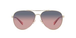 coach hc7140 sunglasses, shiny light gold/plum purple scarlet gradient, 61 mm