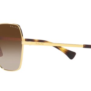 Ralph by Ralph Lauren Women's RA4138 Square Sunglasses, Shiny Gold/Gradient Brown, 58 mm