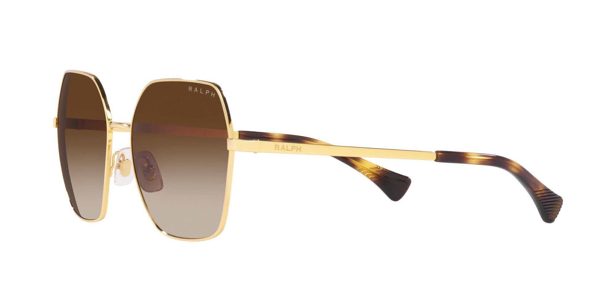 Ralph by Ralph Lauren Women's RA4138 Square Sunglasses, Shiny Gold/Gradient Brown, 58 mm