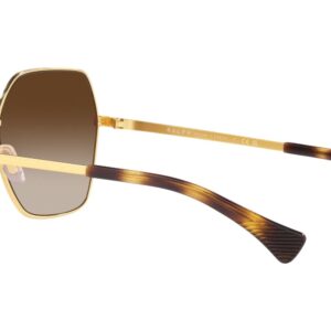 Ralph by Ralph Lauren Women's RA4138 Square Sunglasses, Shiny Gold/Gradient Brown, 58 mm