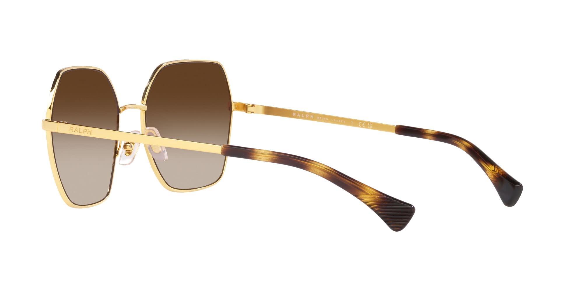 Ralph by Ralph Lauren Women's RA4138 Square Sunglasses, Shiny Gold/Gradient Brown, 58 mm