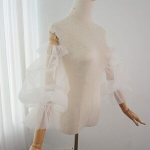 Removable Puff Sleeves for Wedding Dress Tulle Detachable Sleeves Add On Wedding Gift Bridal Accessories (ivory)