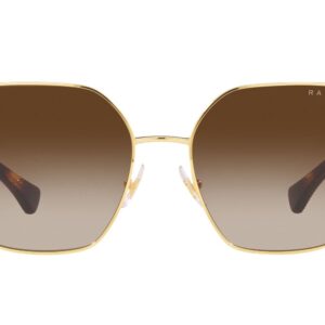 Ralph by Ralph Lauren Women's RA4138 Square Sunglasses, Shiny Gold/Gradient Brown, 58 mm