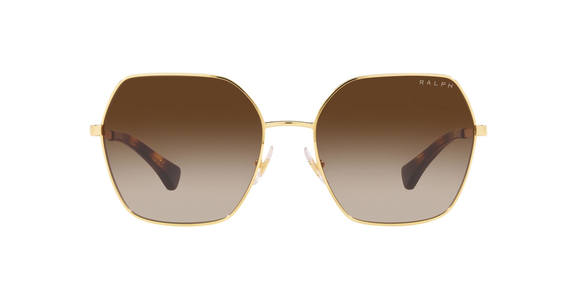 Ralph by Ralph Lauren Women's RA4138 Square Sunglasses, Shiny Gold/Gradient Brown, 58 mm