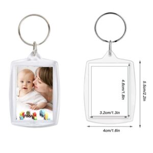 BetterJonny 20Pcs Acrylic picture Keychain Blanks Photo Keychain Clear in Photo Keychain Acrylic Picture Frame Keyrings (Rectangle)